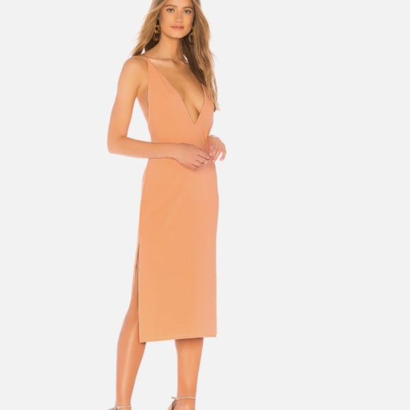 Lovers + Friends Dresses & Skirts - Lovers + Friends NIKOLA Revolve Apricot Orange V-Neck Midi Dress with Slits S